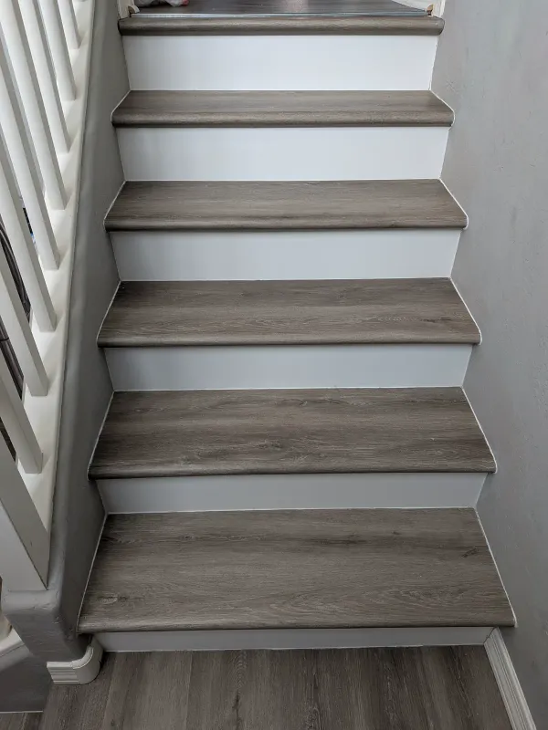 Finished LVP stair installation in Mesa