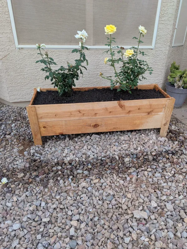 Finished movable outdoor planter bed in Gilbert yard